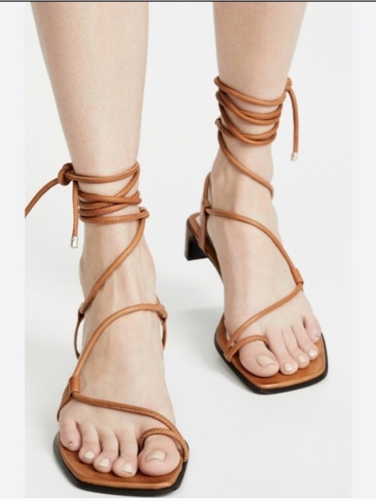 rag & bone Shoes - Rag & Bone Cindy Tie Strappy Square-Toe Lace-Up Sandals
